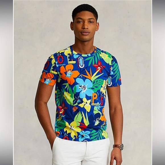 Polo Ralph Lauren Tropical Print Cotton Tee - Picture 2 of 14